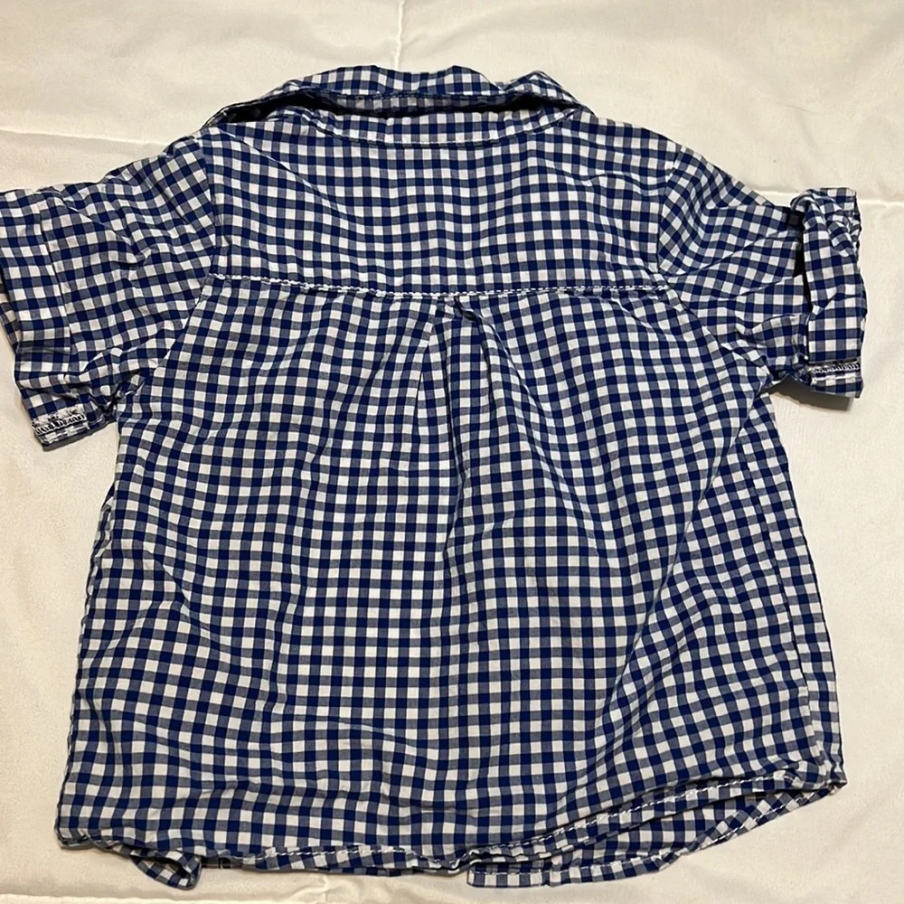 Baby B’Gosh 12 Mos Short Sleeve Button Up Blue and White Plaid